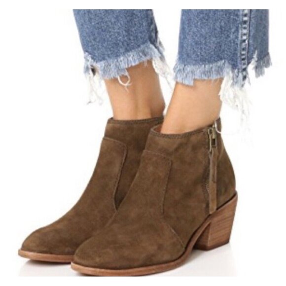 Madewell Janice Side Zip Booties Boots Size 10 Leather Brown F5076 2in Heel - Picture 1 of 14